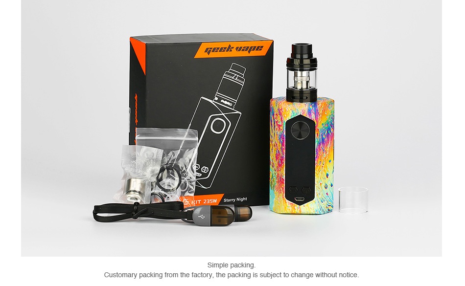 GeekVape Blade 235W TC Kit with Aero Tank Customary packing from the factory  the packing is subject to change without notice