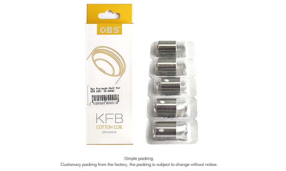 OBS KFB Replacement Coil 5pcs KFB COTTON COIL SPCS PACK Customary packing e factory  the packing is subject to change wi