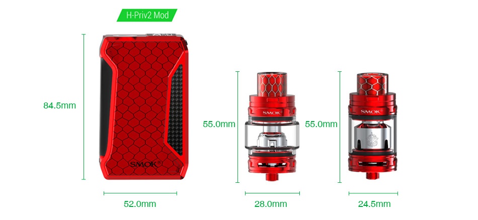 SMOK H-Priv 2 225W TC Kit with TFV12 Big Baby Prince H Priv2 Mod Mo 55 0mm 55 0mm 520mm 28 0mm 24 5mm