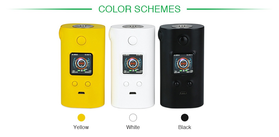 AIMIDI Curve V8 240W 20700 TC Box MOD COLOR SCHEMES Yellow White Black