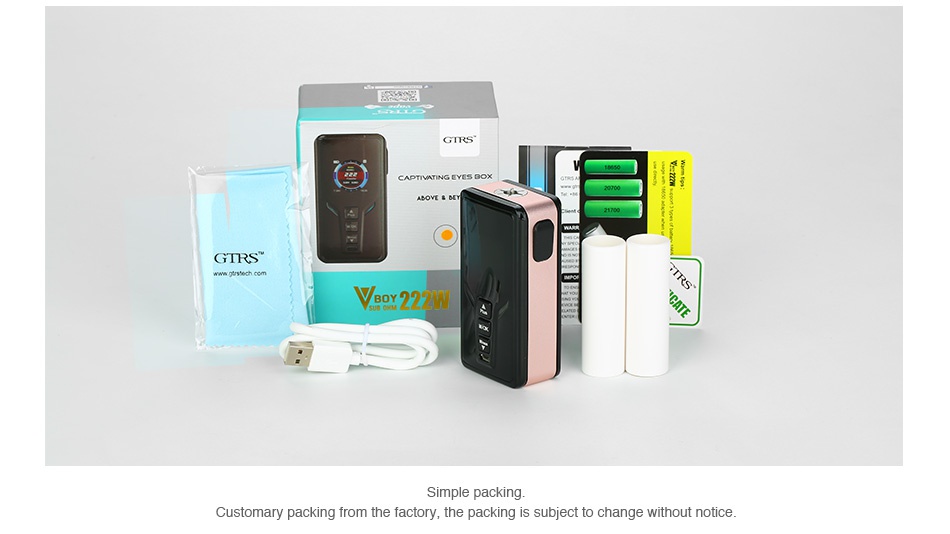 GTRS VBOY 222W 20700 TC Box MOD with SX520 Chip   GIRS GTRS VE Customary packing from the factory  the packing is subject to change without notice