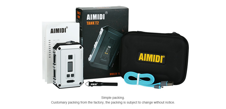 AIMIDI Tank T2 160W TC Box MOD AIMIDI TANK T2 AIMIDI AIMIDr Customary packing from the factory  the packing is subject to change without notice