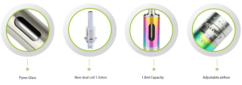 Kangertech AeroTank Mow Clearomizer 1.8ml    New dual coil 1 Sohm Adjustable airflow