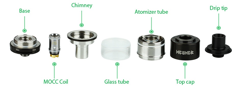 UD Mesmer-GL Tank 2ml Ime Base Drip ti Atomizer tube r  Nk MoCC Coil lass tube Top cap