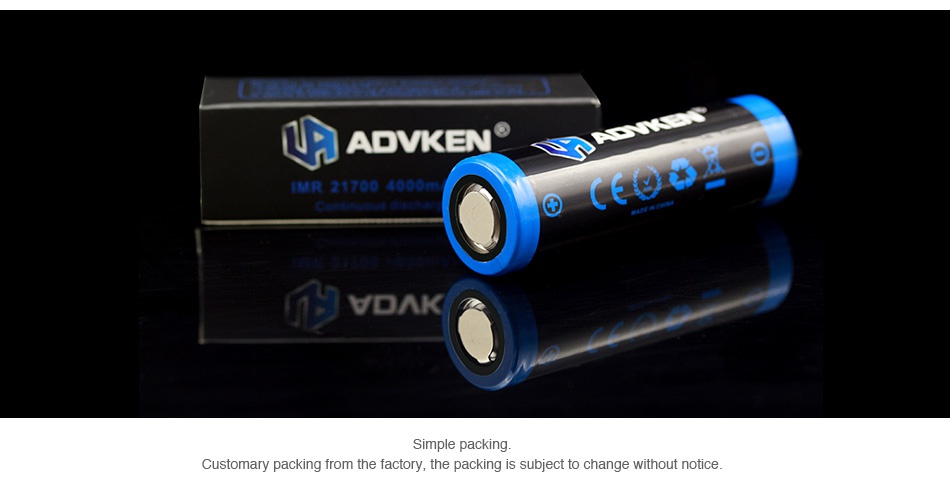 Advken IMR 21700 High-drain Li-ion Battery 20A 4000mAh AwN  MR21700 YAK Simple packing Customary packing from the factory  the packing is subject to change without notice