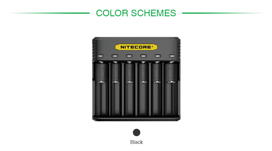 Nitecore Q6 6 Slots Quick Charger COLOR SCHEMES NITEC RE  Black