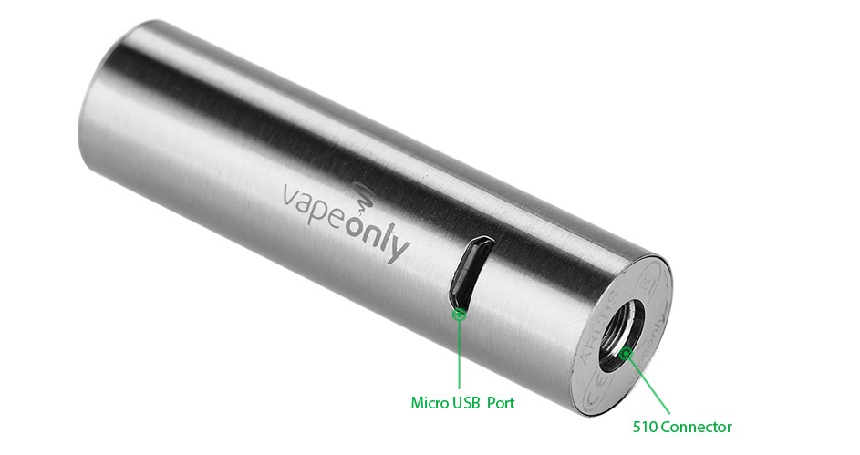 VapeOnly Arcus Battery 900mAh yapeonly Micro usB port 510 Connector