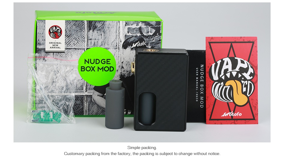 WOTOFO NUDGE Mechanical Squonk Box MOD NUDGE BOX MOD  VAR rotor Customary packing ctory  the packing is subject to change without notice