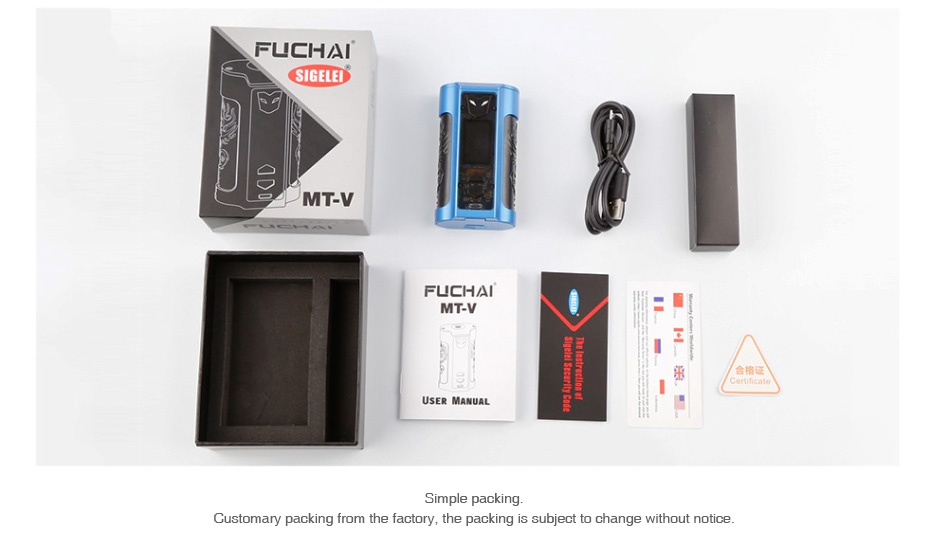 Fuchai MT-V 220W TC Box MOD FUCHAI SIGELED MTV FUCHAI MT V Customary packi m the factory  the packing is subject to change without notice