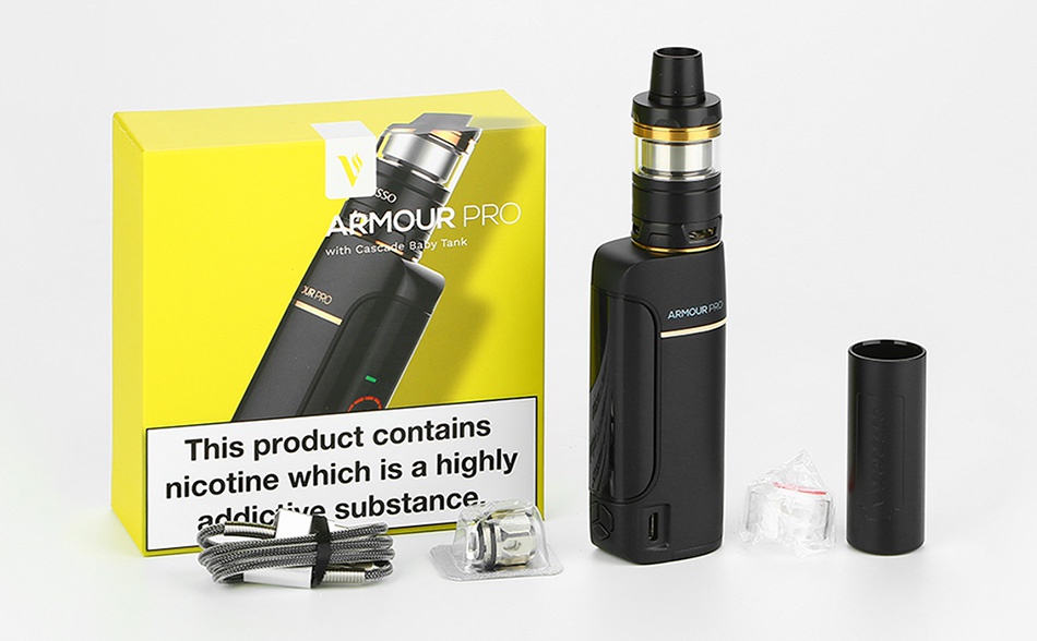 Vaporesso Armour Pro 100W TC Kit with Cascade Baby MOUR PR  This product contains nicotine which is a highl ly addic e substance