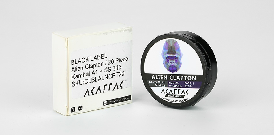 AKATTAK Kanthal A1+SS 316 Alien Clapton Prebuilt Coil 20pcs BLACK LABEL Alien Clapton  20 Piece Kanthal A1  Ss 316 SKU  CLBLALNCPT20 ALIEN CLAPTON AA 1  xA