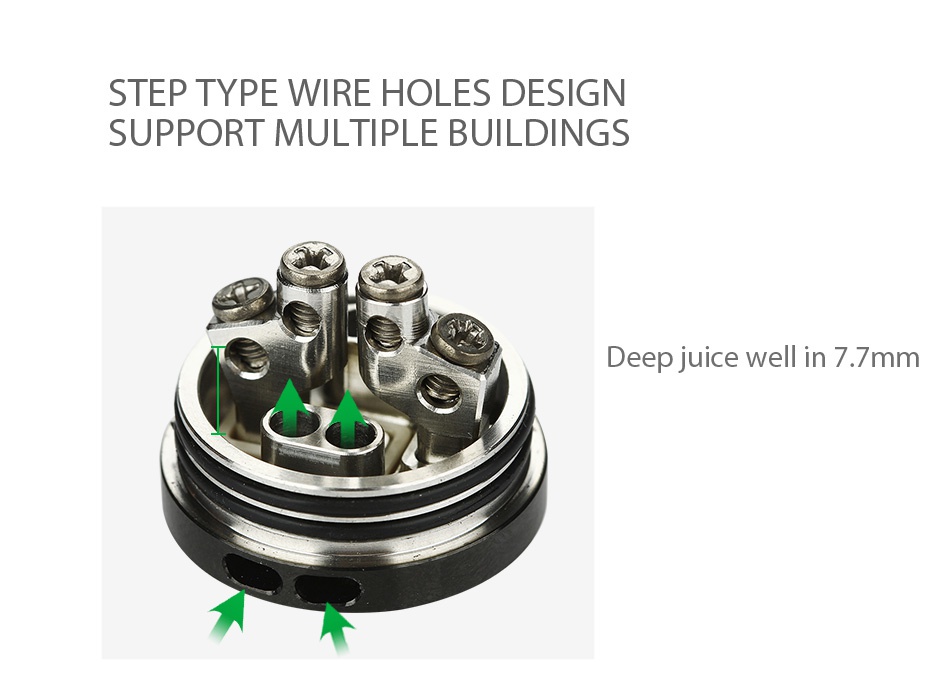 WOTOFO Lush Plus RDA STEP TYPE WIRE HOLES DESIGN SUPPORT MULTIPLE BUILDINGS Deep juice well in 7 7mm
