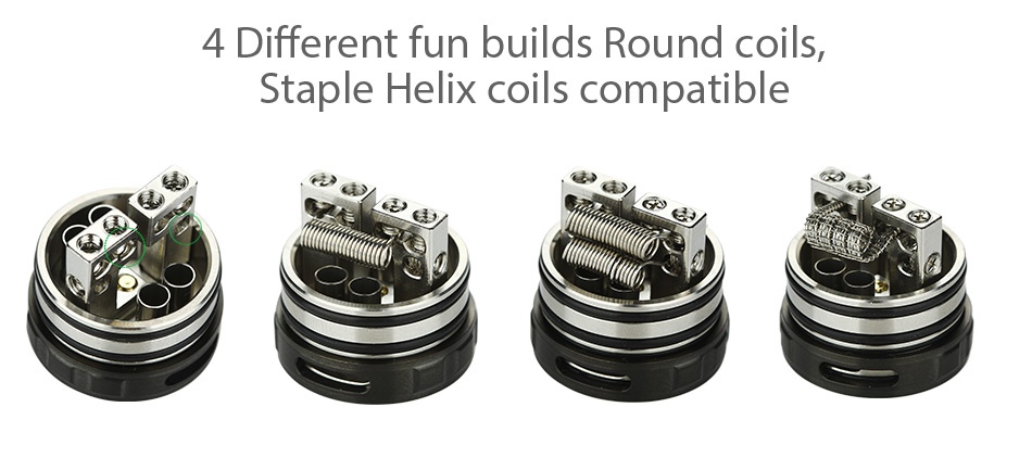 CIGPET ECO RDA 4 Different fun builds round coils Staple Helix coils compatible