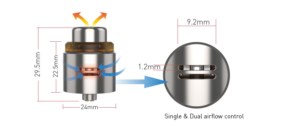 UD Skywalker RDA 9 2 1 2mm Single Dual airflow control