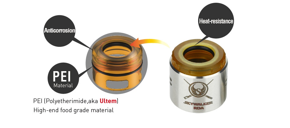 UD Skywalker RDA Heat resistance Anticorrosion Material El Polyetherimide  aka Ultem High end food grade material