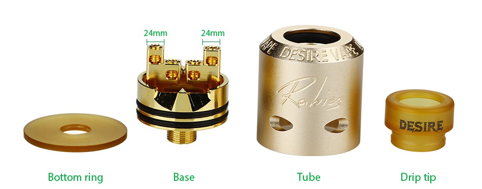 Desire Rabies RDA 24mm 24mm DESIRE Bottom ring se ube Drip tip