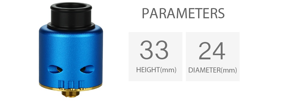 Advken Ziggs 24mm RDA V2 PARAMETERS 3324 lEIGHT mm  DIAMETER mm