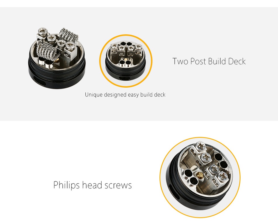 Wondervape RDA Two Post Build Deck Unique designed easy build deck Philips head screws