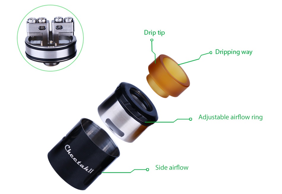 OBS Cheetah 2 Mini RDA D Dripping way Adjustable airflow ring Side airflow