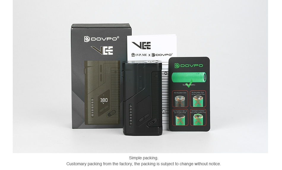 DOVPO VEE VV Box MOD E  avPc 380 Simple packing Customary packing from the factory  the packing is subject to change without notice