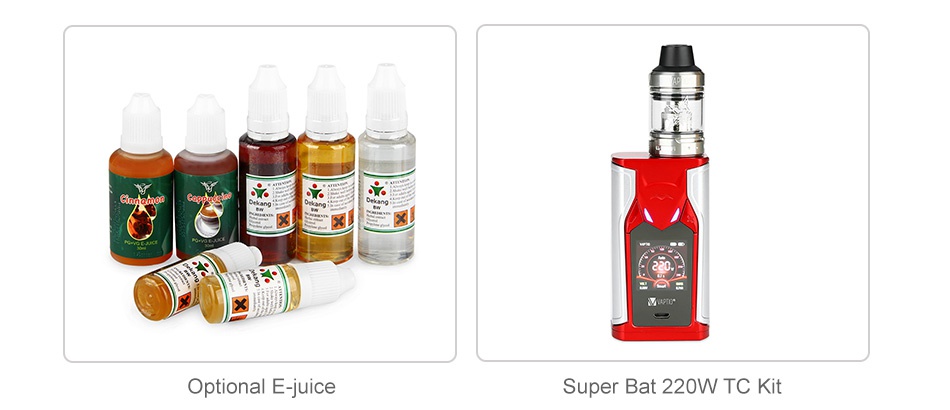 Vaptio Super Bat 220W TC Box MOD Optional E juice Super Bat 220W TC Kit