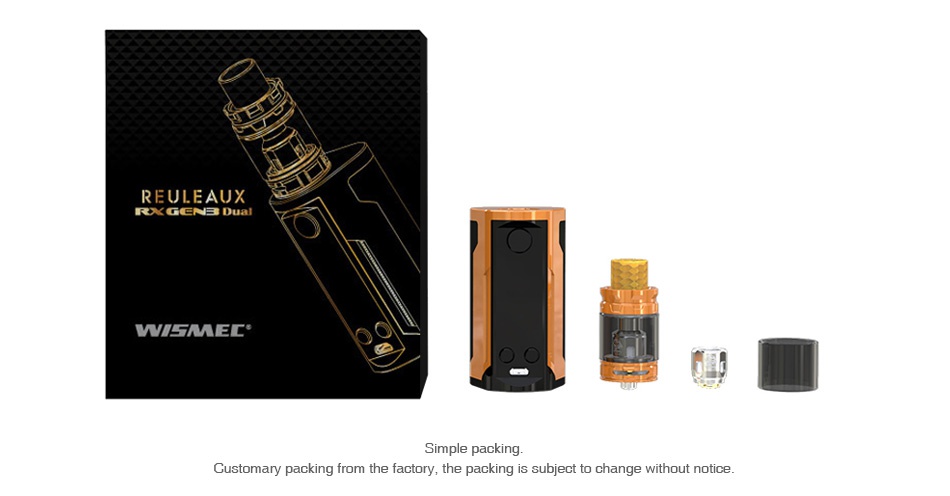 WISMEC Reuleaux RX GEN3 Dual 230W with Gnome King Kit EULEAUX IRXORCENE Dual LMEL Simple packing Customary packing from the factory  the packing is subject to change without notice