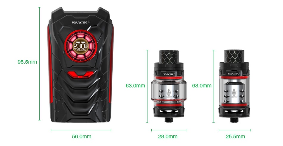 SMOK I-Priv 230W Voice Control TC Kit SMOK 30 95 5mm SMOK 63 0mm 63 0mm 56 omm 28 0mm 25 5mm