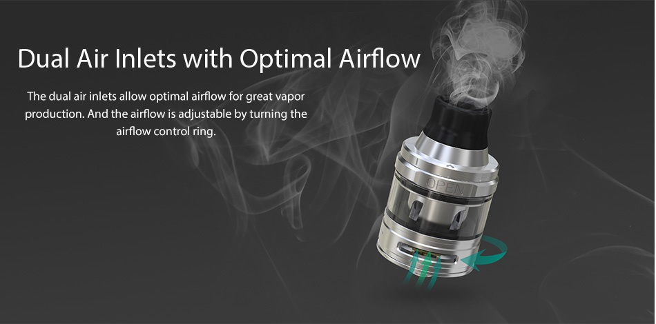 Eleaf ELLO Atomizer 2ml/4ml Dual Air Inlets with Optimal Airflow The dual air inlets allow optimal airflow for great vapor by turning airflow control ring