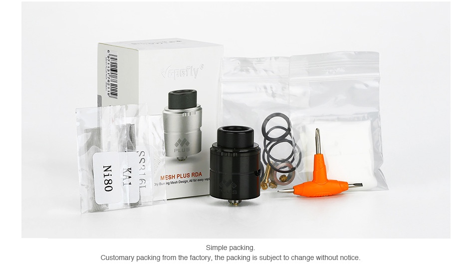 Vapefly Mesh Plus RDA PLUS Customary packing from the factory  the packing is subject to change without notice