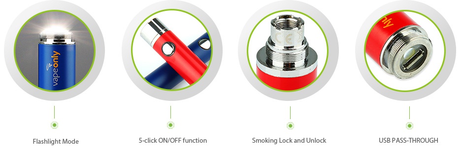 VapeOnly eGo USB Flashlight Battery 650mAh   Flashlight Mod 5 click oN OFF function Smoking Lock and lock USB PASS THROUGH