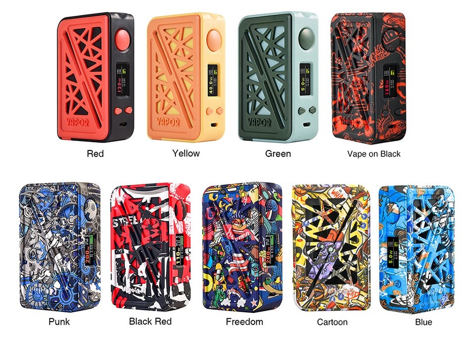 Vapor Storm Subverter 200W TC MOD AAPOR Yellow Gree Vape on Black Punk Black Red Freedom Cartoon