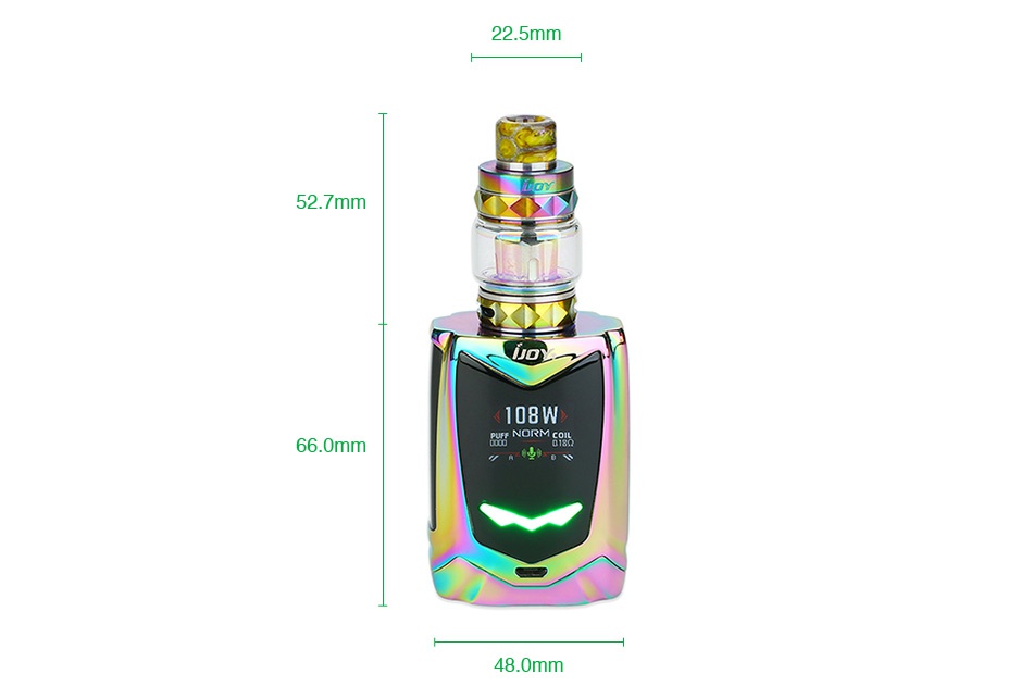 IJOY Avenger Baby 108W Voice Control TC Kit 2800mAh 22 5mm 52 7mm   108W NORM 66 0mm 48 0mm