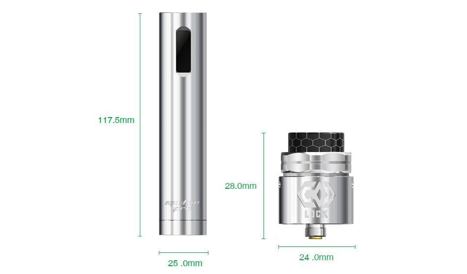 Ehpro 101 Pro 75W TC Kit with Lock RDA 117 5mm 28 0mm 24 0mm 25 0mm