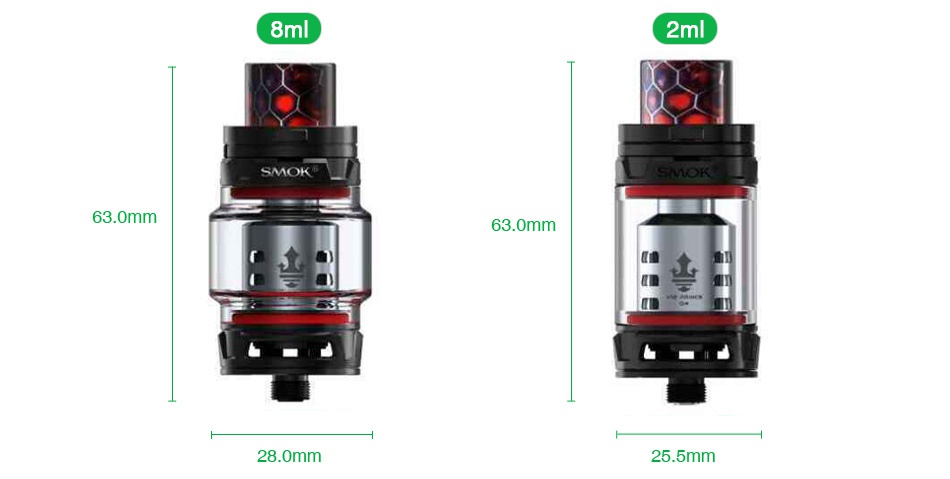 SMOK TFV12 PRINCE Cloud Beast Tank 8ml/2ml 2ml SMOK 63 0mm 63 0mm 28 0mm 25 5mm