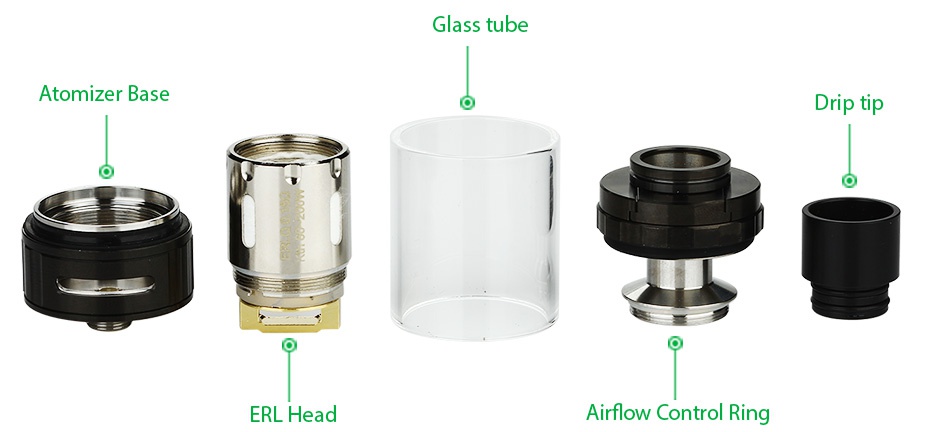 Eleaf Melo RT 25 Atomizer 4.5ml Glass tube Atomizer base Drip tip ERL Head Airflow Control ring
