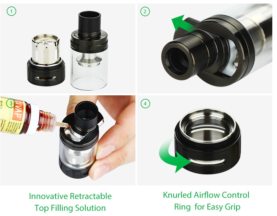 Eleaf Melo RT 25 Atomizer 4.5ml Innovative Retractable Knurled Airflow Control Top Filling solution Ring for Easy grip