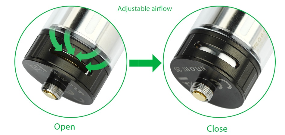 Eleaf Melo RT 25 Atomizer 4.5ml Adjustable airflow Open C ose