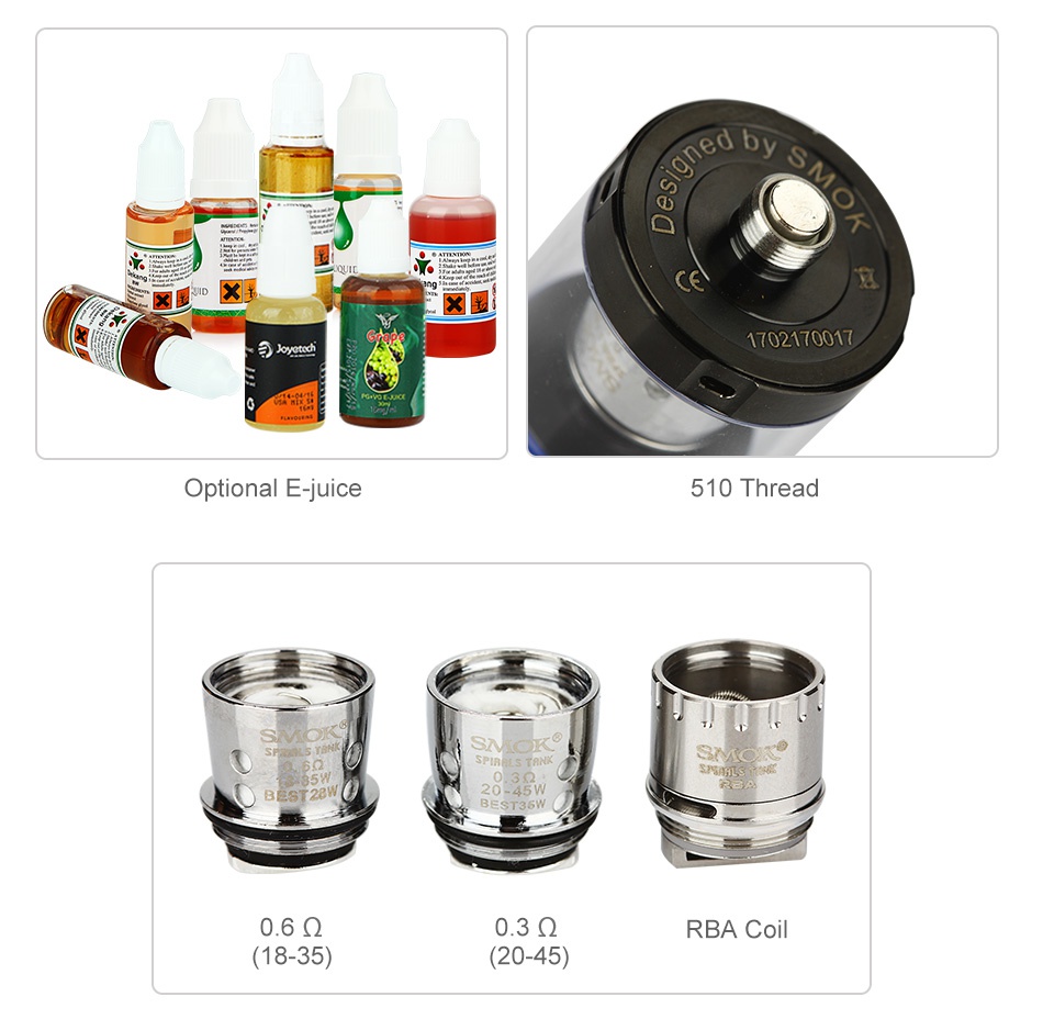 SMOK Spirals Plus Tank 4ml a by x  d 1702170017 Optional E juice 510 Thread 0 69 0 39 RBA CoL  18 35   20 45