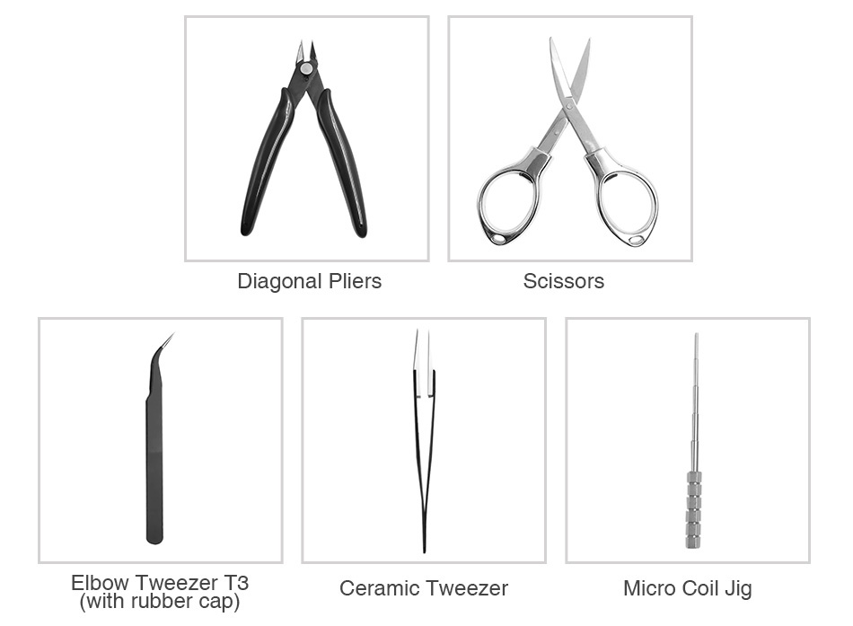 Avidartisan DIY Tool Mini Kit Diagonal Pliers Scissors Elbow Tweezer T3 Ceramic Tweezer  with rubber cap  Micro Coil Jig