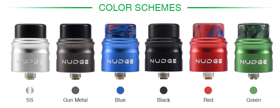 WOTOFO NUDGE RDA 22mm COLOR SCHEMES   G NUDGE NUDGE NUDGE NuDc  NUDGE Gun metal Blue Black Red Gree