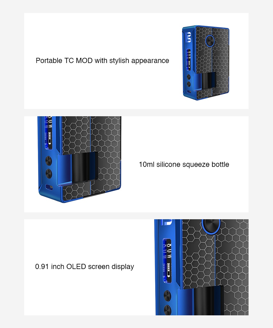 Blitz Vigor 81W TC Squonk MOD Portable TC MOd with stylish appearance 10ml silicone squeeze bottle 0  91 inch OLED screen display
