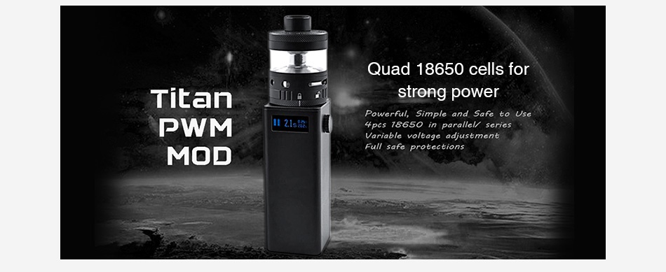 Steam Crave Titan PWM VV Box MOD Quad 18650 cells for Titan  strong power PWM Il 21s22 650 in parallel  series variable voltage adjustment MOD safe protections