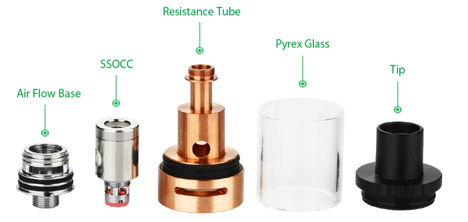 Kangertech Subtank Mini-C Cartomizer 3ml Resistance tube Pyrex Glass SOCO Ti Air Flow base