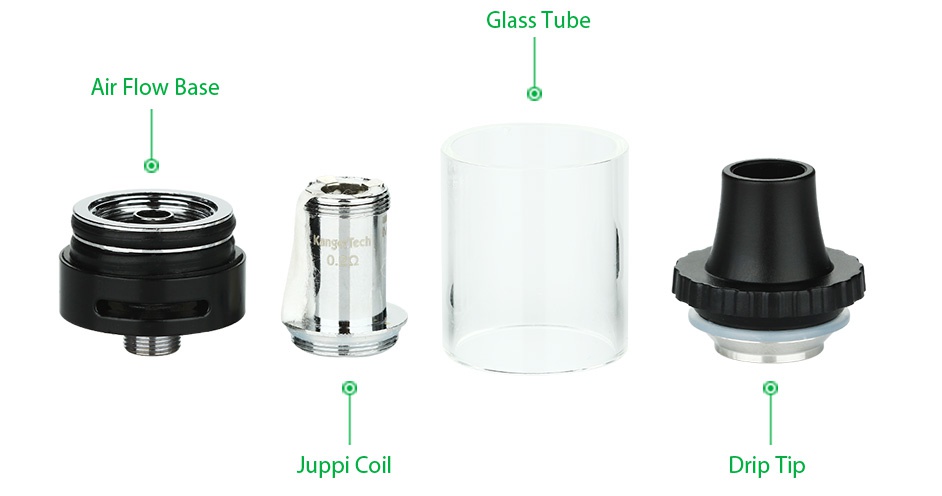 Kangertech JUPPI Tank 3ml Glass Tube Air flow base Juppi coil Drip Tip