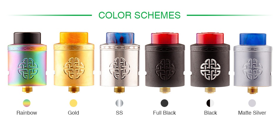 Hellvape Aequitas BF RDA COLOR SCHEMES Rainbow Gold SS Full black Black Matte silver