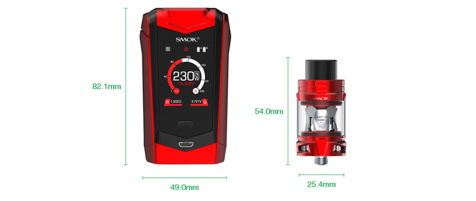 SMOK Species 230W Touch Screen TC Kit with TFV Mini V2 SMOK 230 82 1mm R 15020 3721v U 54 0m 49 0mm 25 4mm
