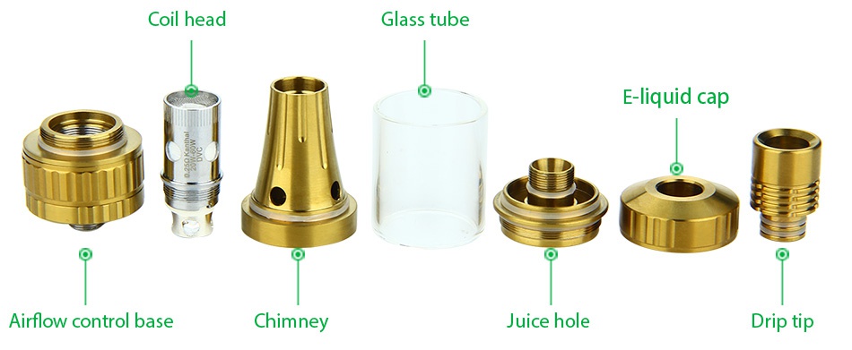 Vision Vapros KinTa Tank Atomizer 3ml Coil head Glass tube liquid cap Airflow control base Chimney Juice hole Drip tip