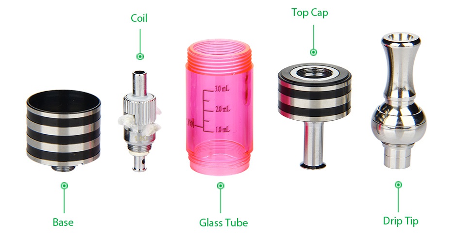 Innokin iClear 30B BDCC Clearomizer 3ml T C p cap 30mL 10mL Base Glass Tube Drip Tip