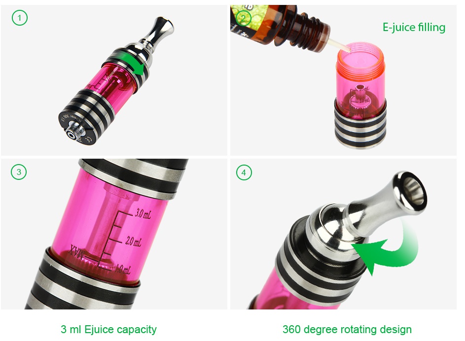 Innokin iClear 30B BDCC Clearomizer 3ml E juice filling   Iml 3 ml Juice capacity 360 degree rotating design