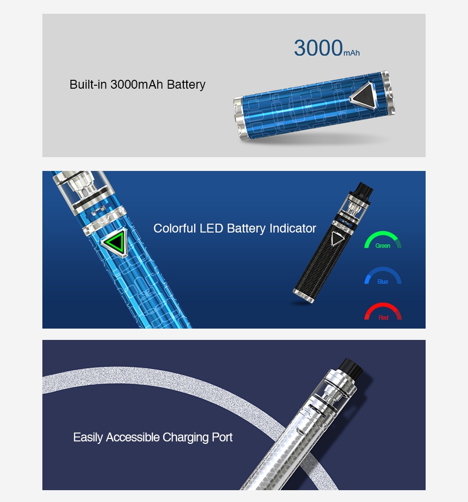 Eleaf iJust ECM Battery 3000mAh 3000n Built in 3000mAh Battery Colorful LED Battery Indicator ly Accessible Charging Port